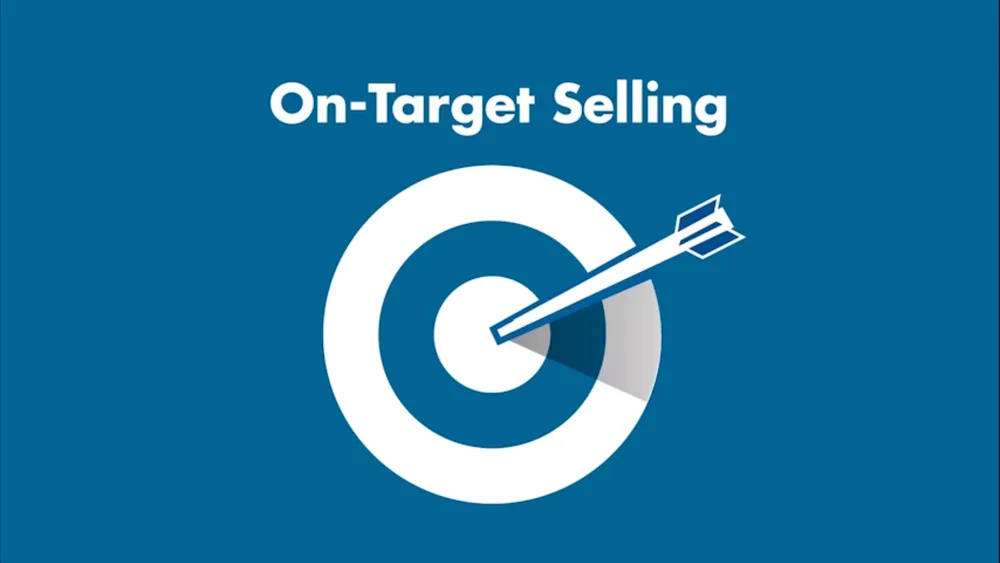 On-Target Selling animation frame with an arrow striking a bullseye