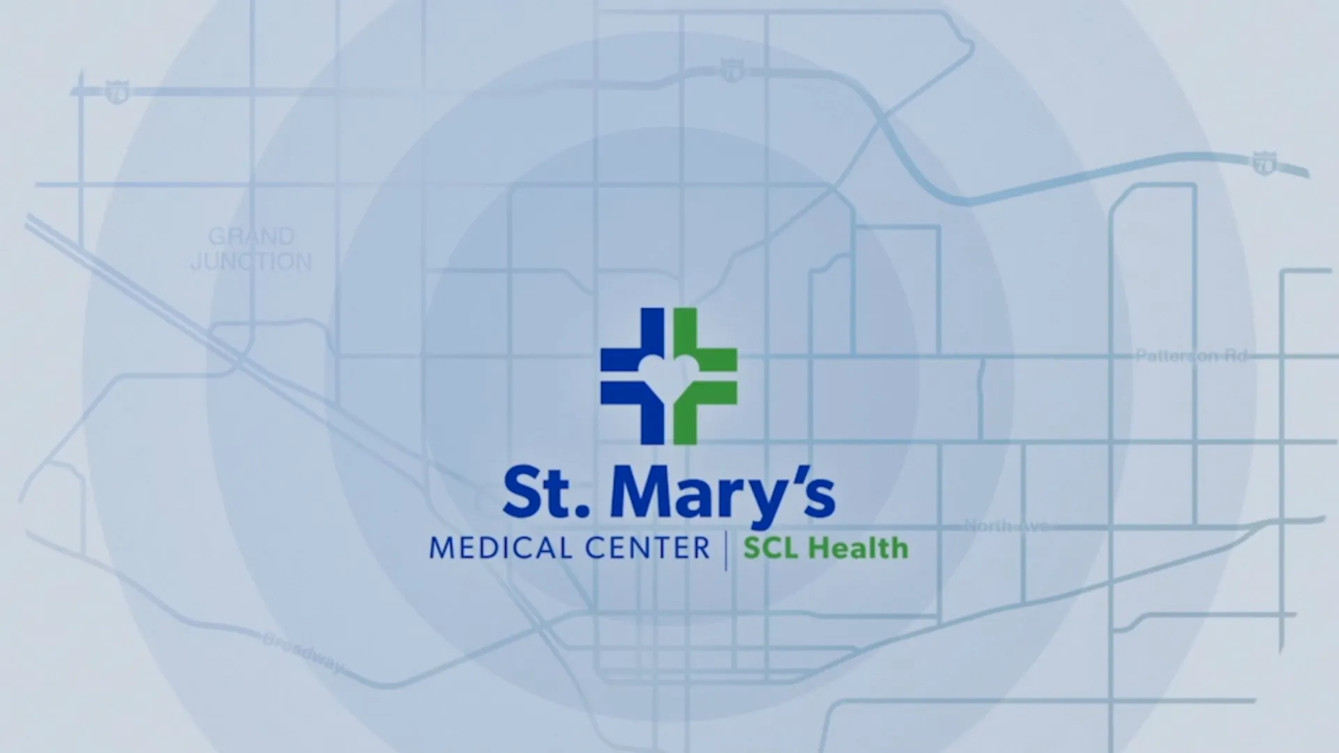 St. Mary’s Medical Center and SCL Health mark over a pale street map